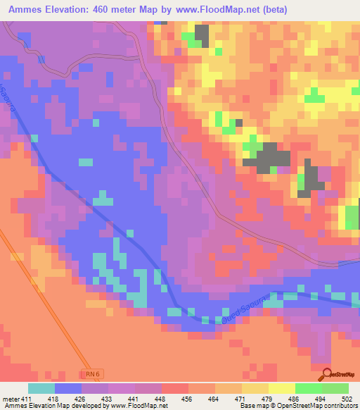 Ammes,Algeria Elevation Map