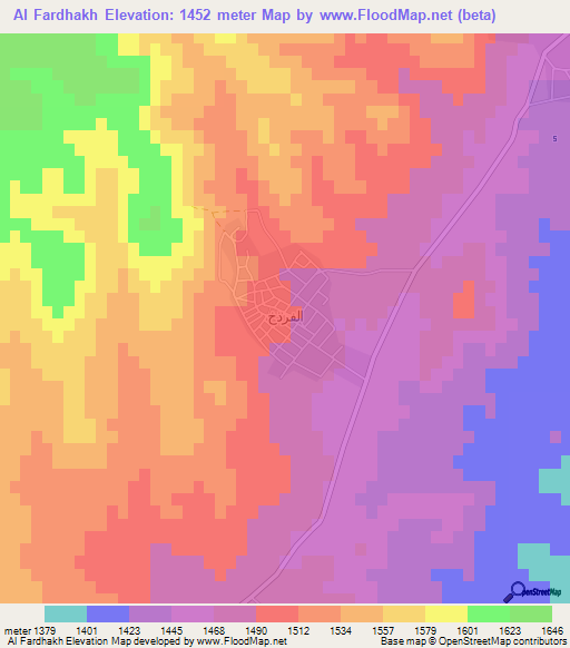 Al Fardhakh,Jordan Elevation Map