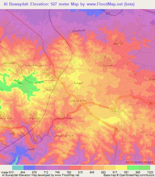 Al Buwaydah,Jordan Elevation Map