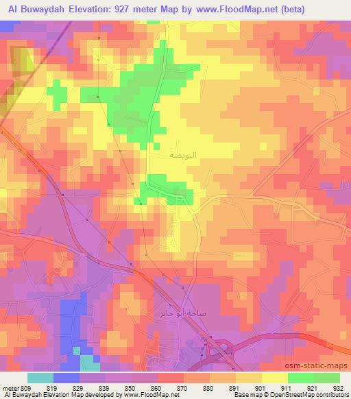 Al Buwaydah,Jordan Elevation Map