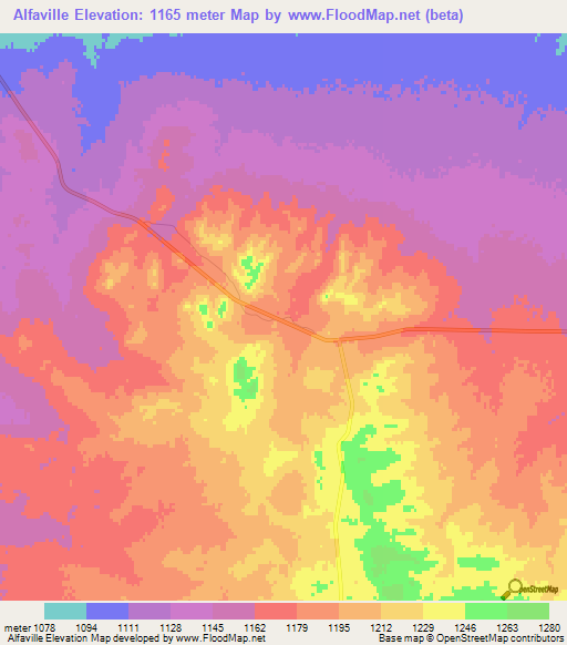 Alfaville,Algeria Elevation Map