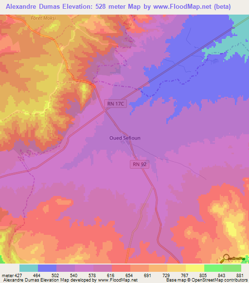 Alexandre Dumas,Algeria Elevation Map