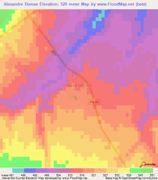 Alexandre Dumas,Algeria Elevation Map