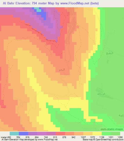 Al Bahr,Jordan Elevation Map