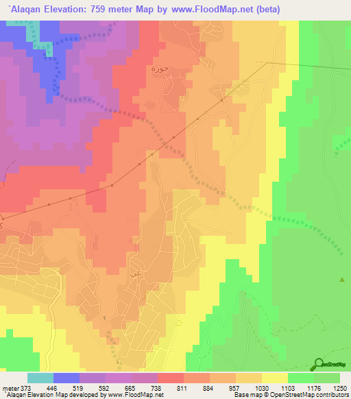 `Alaqan,Jordan Elevation Map