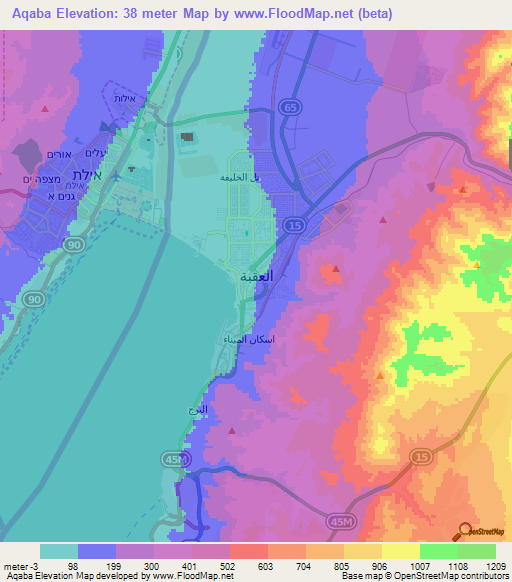Aqaba,Jordan Elevation Map