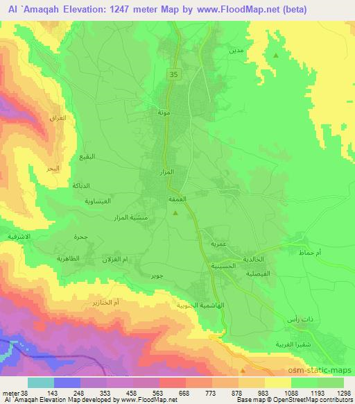 Al `Amaqah,Jordan Elevation Map