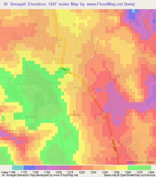 Al `Amaqah,Jordan Elevation Map