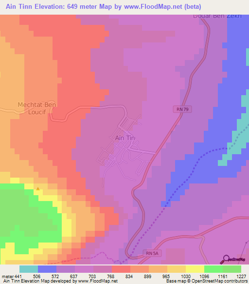 Ain Tinn,Algeria Elevation Map