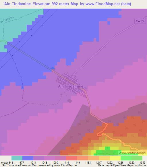 'Ain Tindamine,Algeria Elevation Map