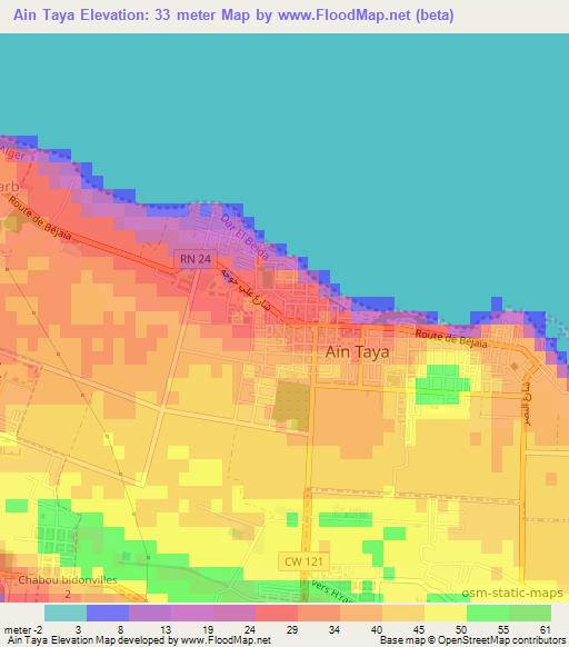 Ain Taya,Algeria Elevation Map