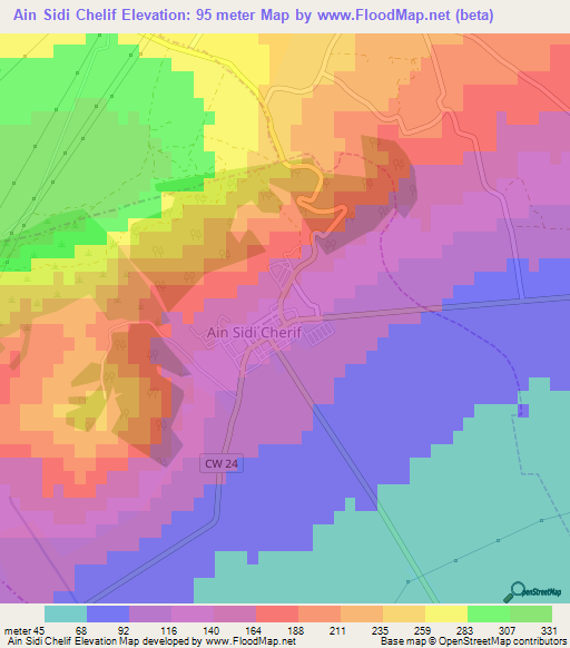 Ain Sidi Chelif,Algeria Elevation Map