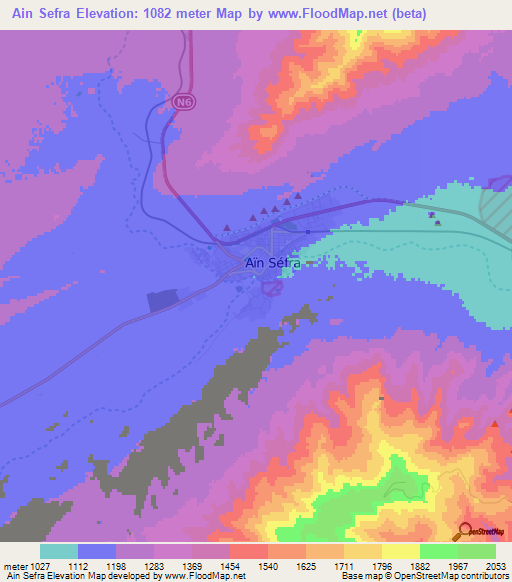Ain Sefra,Algeria Elevation Map