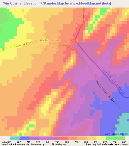 'Ain Ousrhar,Algeria Elevation Map