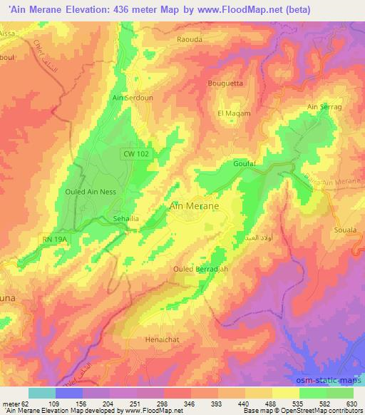 'Ain Merane,Algeria Elevation Map