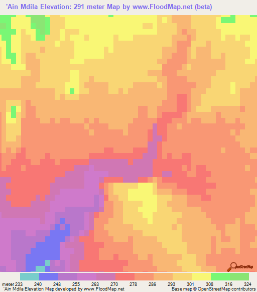 'Ain Mdila,Algeria Elevation Map