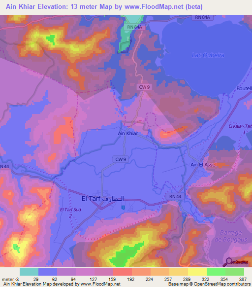 Ain Khiar,Algeria Elevation Map