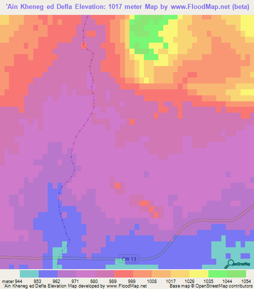 'Ain Kheneg ed Defla,Algeria Elevation Map