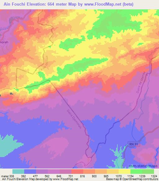 Ain Fouchi,Algeria Elevation Map