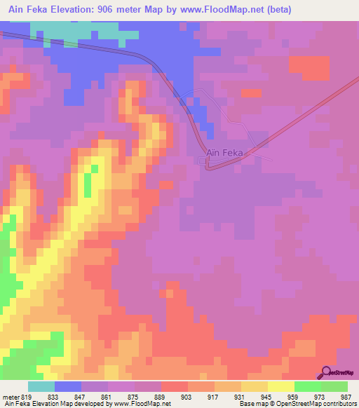 Ain Feka,Algeria Elevation Map