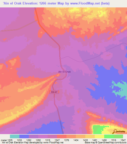 'Ain el Orak,Algeria Elevation Map