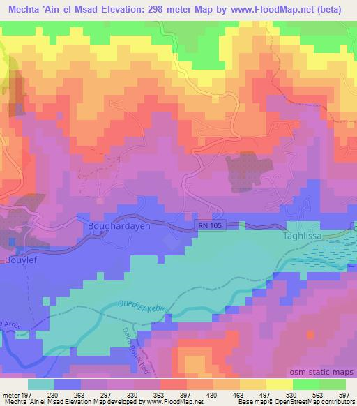 Mechta 'Ain el Msad,Algeria Elevation Map
