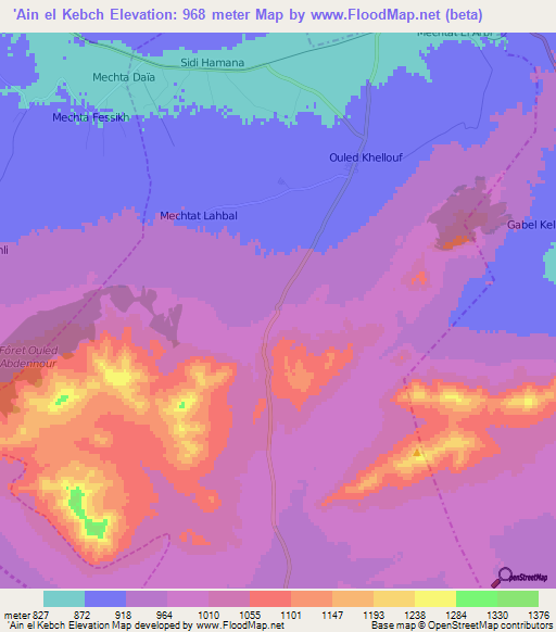 'Ain el Kebch,Algeria Elevation Map