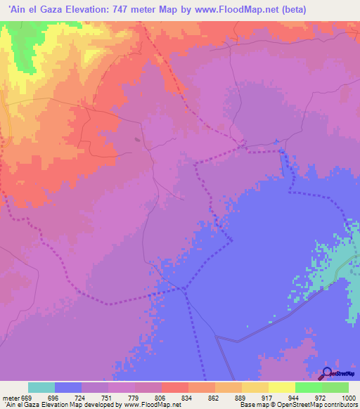 'Ain el Gaza,Algeria Elevation Map