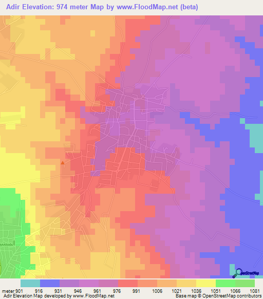 Adir,Jordan Elevation Map