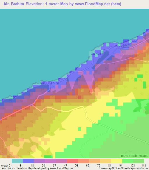 Ain Brahim,Algeria Elevation Map