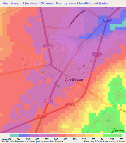 Ain Bessem,Algeria Elevation Map