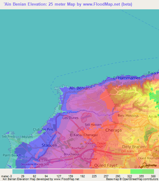 'Ain Benian,Algeria Elevation Map