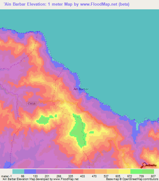 'Ain Barbar,Algeria Elevation Map