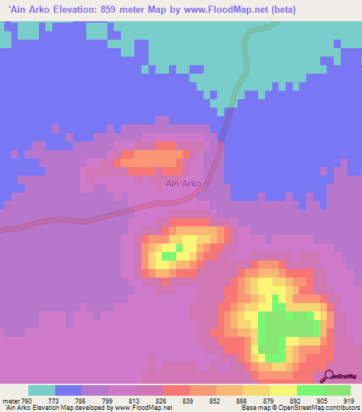 'Ain Arko,Algeria Elevation Map