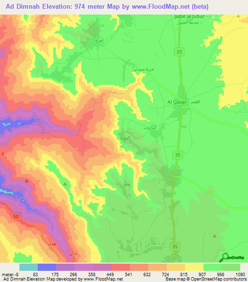 Ad Dimnah,Jordan Elevation Map