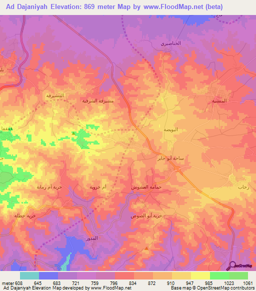 Ad Dajaniyah,Jordan Elevation Map