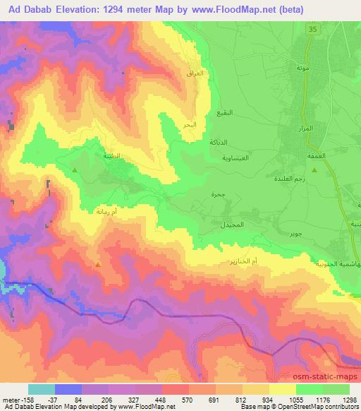 Ad Dabab,Jordan Elevation Map