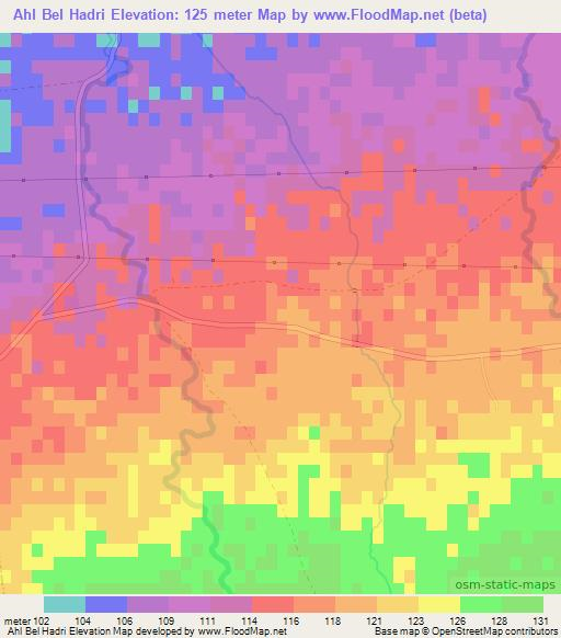 Ahl Bel Hadri,Algeria Elevation Map