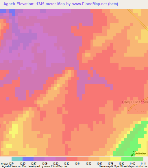 Agneb,Algeria Elevation Map