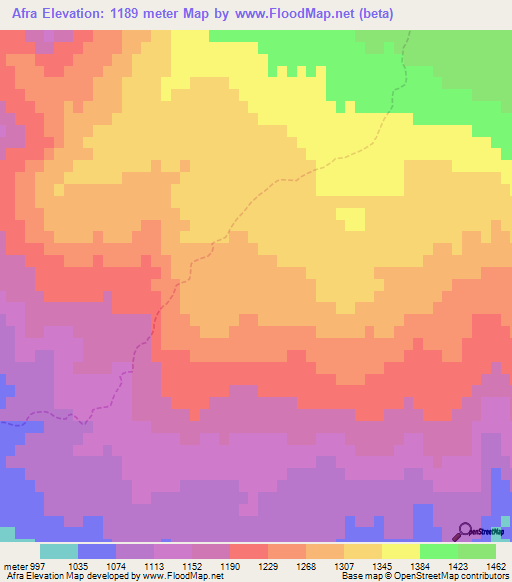 Afra,Algeria Elevation Map