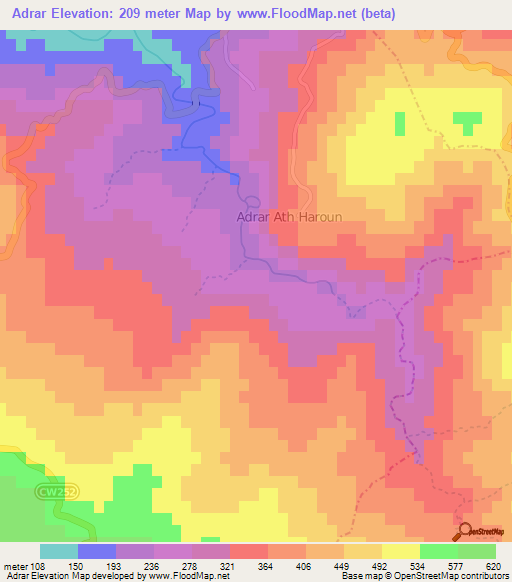 Adrar,Algeria Elevation Map
