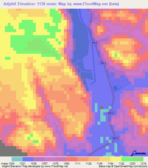Adjahil,Algeria Elevation Map