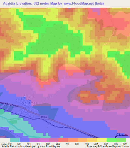 Adaidia,Algeria Elevation Map