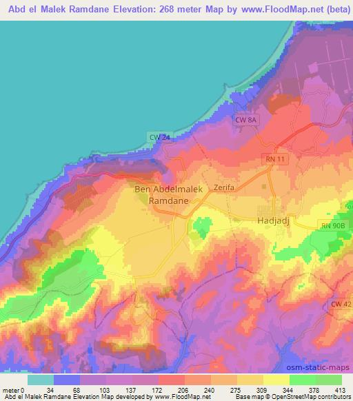 Abd el Malek Ramdane,Algeria Elevation Map