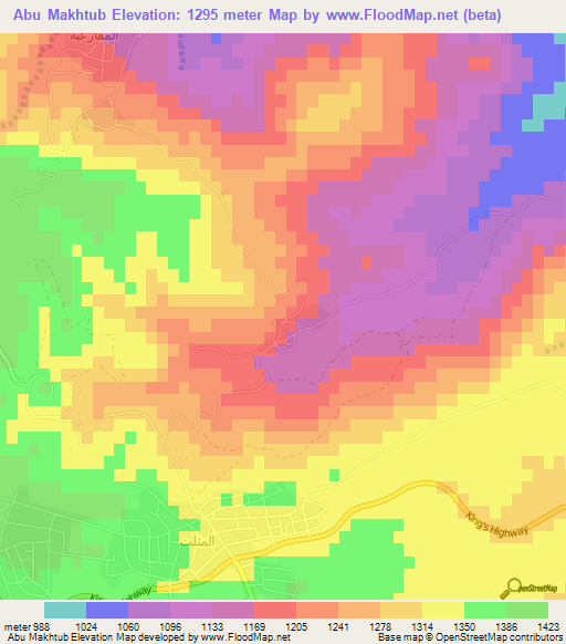 Abu Makhtub,Jordan Elevation Map