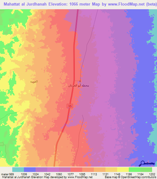 Mahattat al Jurdhanah,Jordan Elevation Map