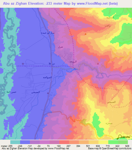 Abu az Zighan,Jordan Elevation Map