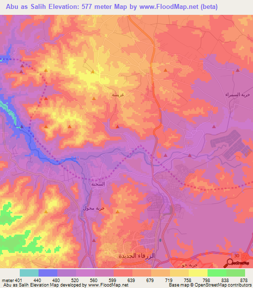 Abu as Salih,Jordan Elevation Map