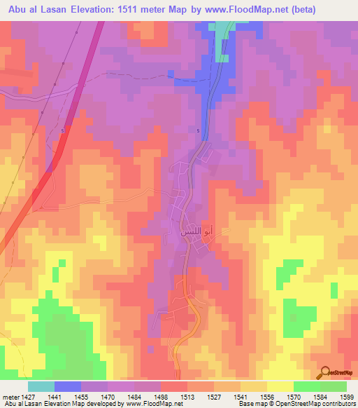 Abu al Lasan,Jordan Elevation Map