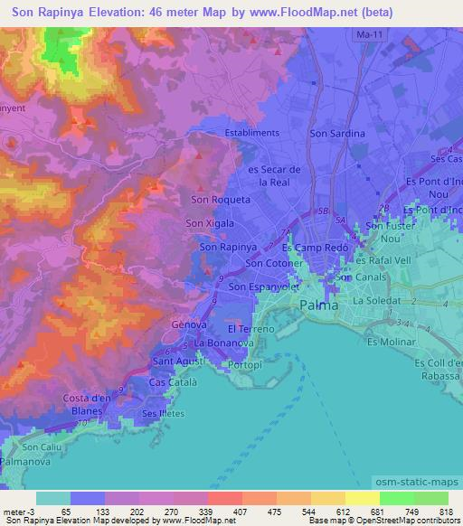 Son Rapinya,Spain Elevation Map